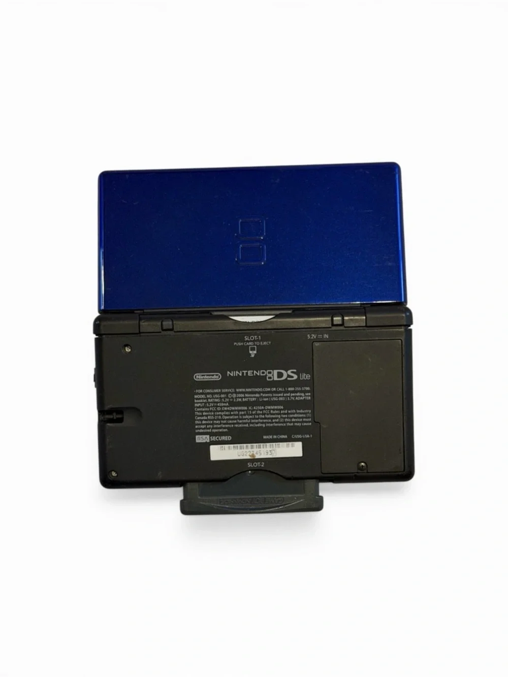 Nintendo DS Lite Dual-Screen Handheld Gaming Console in Black and Blue